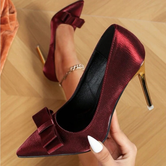 High Heel Pumps Pointed Toe Bow - Picture 2 of 4